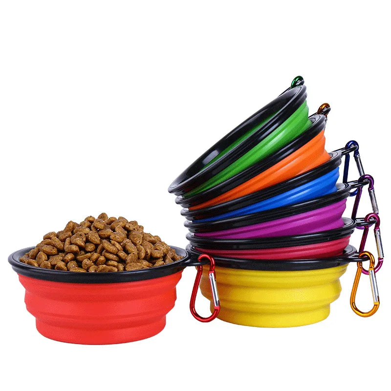 2 in 1 Collapsible Silicone Portable Dog and Cat Feeder Bowl for Food and Water, Perfect for Outdoor Travel.