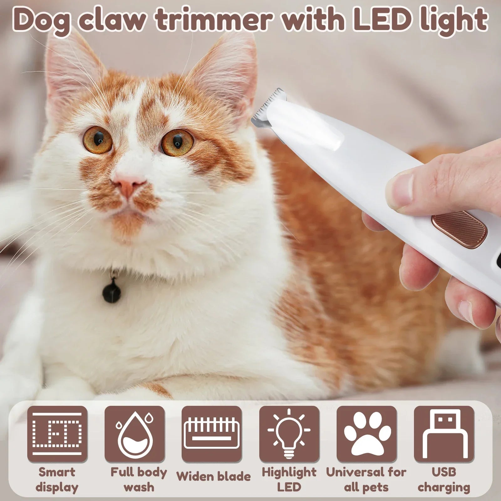 Cortadora de pelo para patas con luz LED