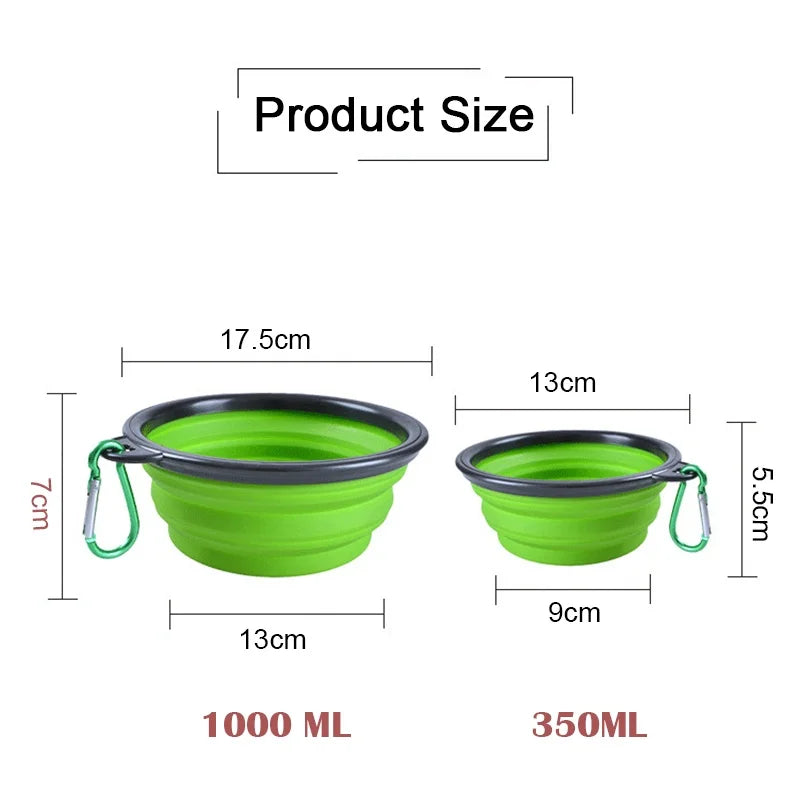 2 in 1 Collapsible Silicone Portable Dog and Cat Feeder Bowl for Food and Water, Perfect for Outdoor Travel.