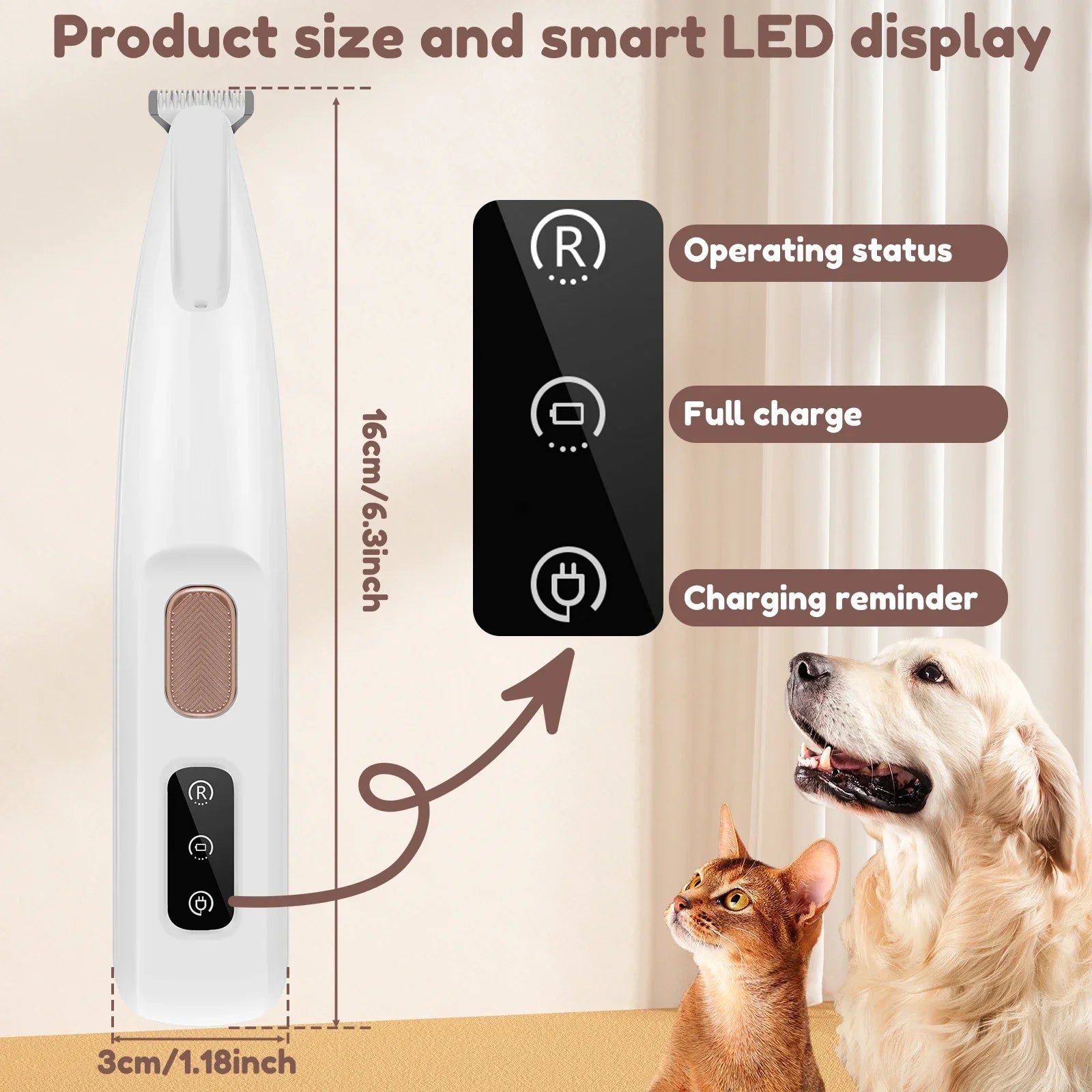 Cortadora de pelo para patas con luz LED