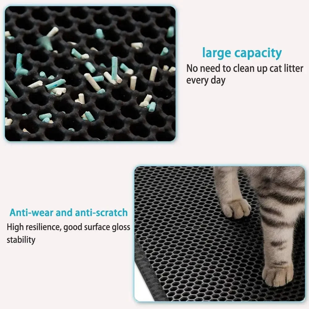 Alfombra o tapete doble capa, impermeable, lavable y antideslizante para arena de gatos..