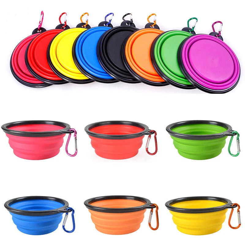 2 in 1 Collapsible Silicone Portable Dog and Cat Feeder Bowl for Food and Water, Perfect for Outdoor Travel.