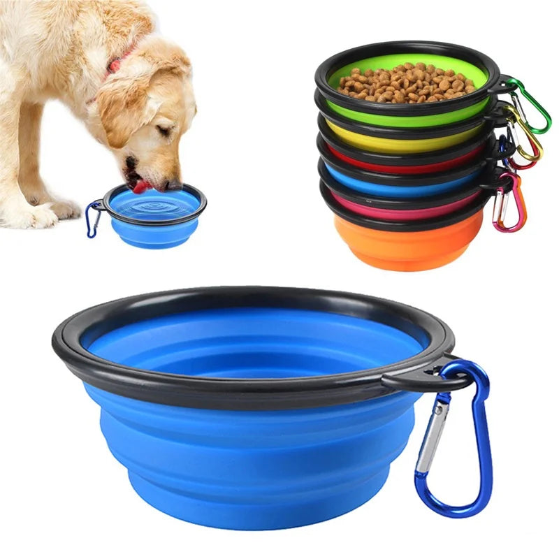 2 in 1 Collapsible Silicone Portable Dog and Cat Feeder Bowl for Food and Water, Perfect for Outdoor Travel.